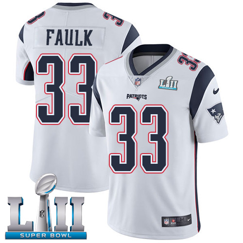Nike Patriots #33 Kevin Faulk White Super Bowl LII Men's Stitched NFL Vapor Untouchable Limited Jersey